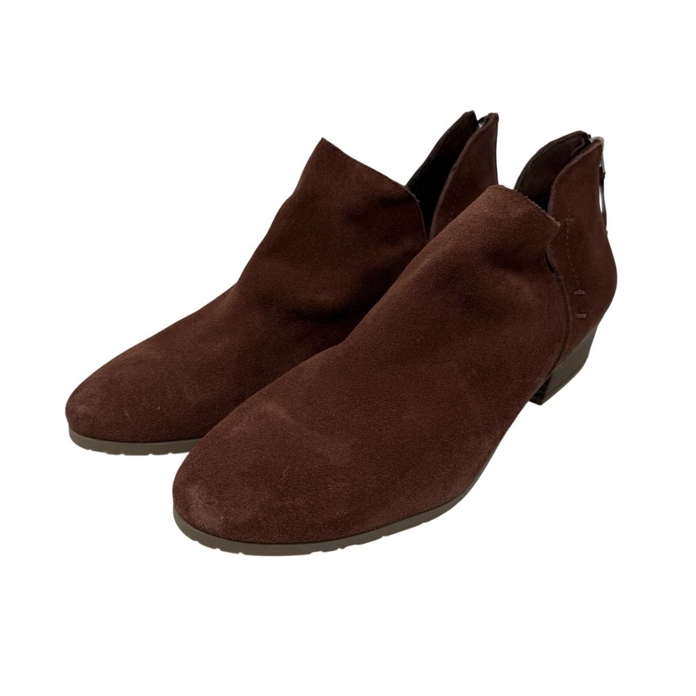 Kenneth Cole Reaction Side Skip Booties‎ Women 8.5 Brown Suede Ankle Back Zip